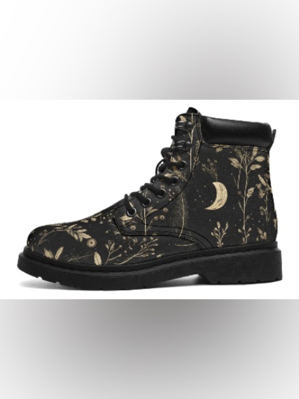 Rogue + Wolf Twilight Garden Classic Boots Black Floral Lace-Up Ankle Boots 9 - Picture 8 of 8